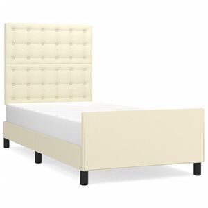 vidaXL sengeramme med sengegavl 80x200 cm kunstl&aelig;der cremefarvet