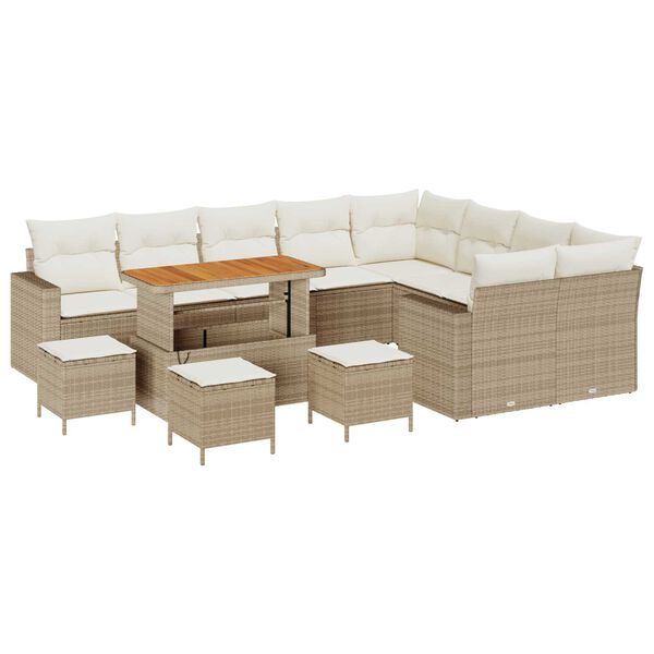 vidaXL Havesofa S&aelig;t 13 pcs Beige polyrattan