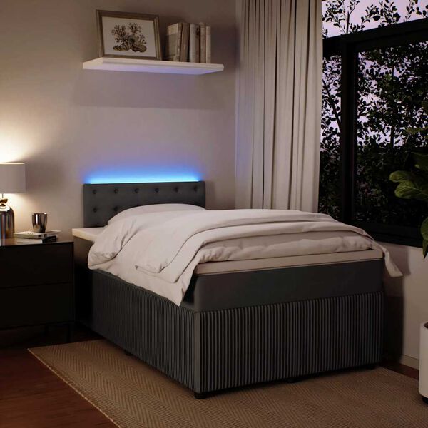 vidaXL kontinentalseng 120x200 cm fl&oslash;jl m&oslash;rkegr&aring;