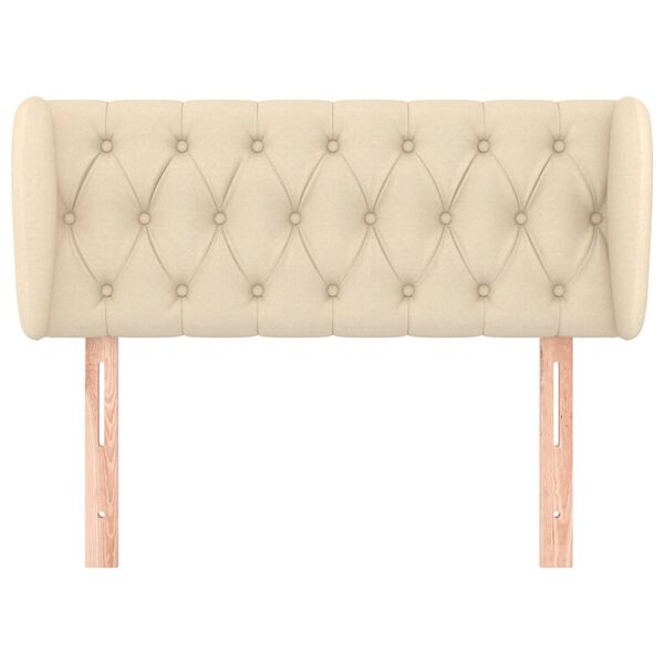 vidaXL sengegavl med kanter 103x23x78/88 cm stof cremefarvet