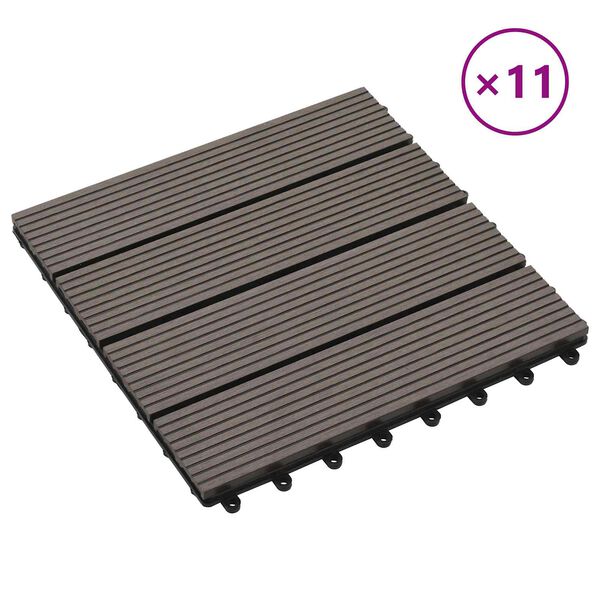 vidaXL Terrasse Flise 11 pcs M&oslash;rk Brun 30 x 30 cm WPC