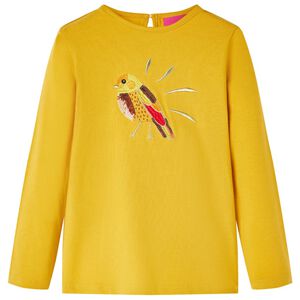 Lang&aelig;rmet T-shirt til b&oslash;rn str. 104 okkergul