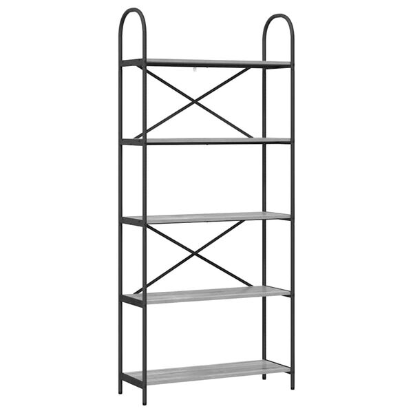 vidaXL Bogreol Gr&aring; Sonoma 80 x 30 x 183 cm Konstrueret tr&aelig;