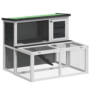vidaXL kaninbur 102x90x84,5 cm massivt fyrretr&aelig; gr&aring;