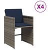 vidaXL havestole med hynder 4 stk. polyrattan gr&aring;