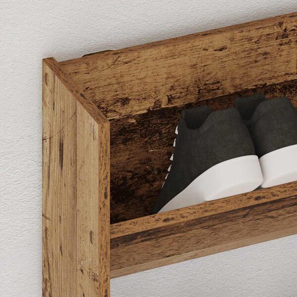 vidaXL væghængt skoreol 80x18x90 cm konstrueret træ antikt trælook