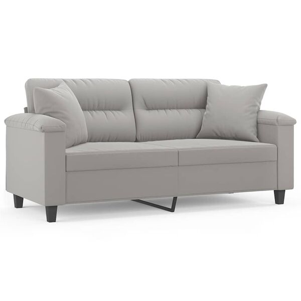 vidaXL 2-personers sofa m. puder hynder 140 cm mikrofiberstof lysegr&aring;