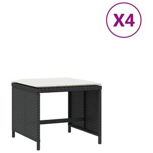 vidaXL haveskammel med hynder 4 stk. 41x41x36 cm polyrattan sort