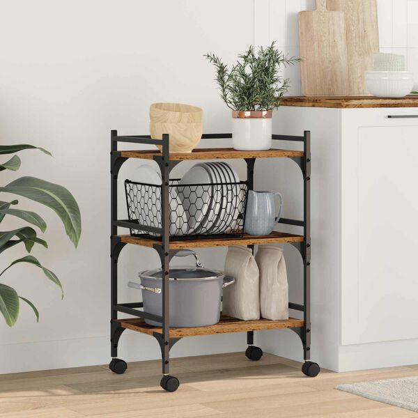 vidaXL K&oslash;kkenvogn Gammelt tr&aelig; 50 x 35 x 75.5 cm Konstrueret tr&aelig;