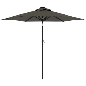 vidaXL parasol med LED-lys og st&aring;lstang 225x225x212 cm antracitgr&aring;