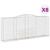 vidaXL buede gabionkurve 8 stk. 400x50x160/180 cm galvaniseret jern