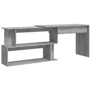 vidaXL hj&oslash;rneskrivebord 200x50x76 cm konstrueret tr&aelig; gr&aring; sonoma-eg