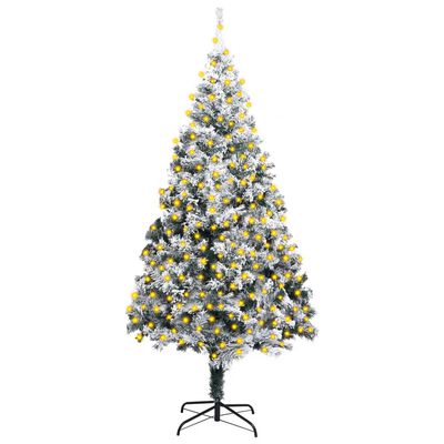 vidaXL kunstigt juletræ med lys og sne 300 cm PVC grøn