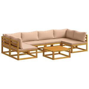 vidaXL Sofa S&aelig;t 7 stk. Naturfarvet Massivt Akacietr&aelig;