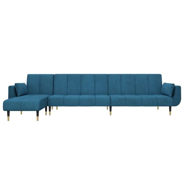 vidaXL L-formet sovesofa 275x140x70 cm velour bl&aring;
