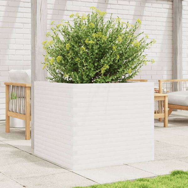 vidaXL plantekasse 80x80x68,5 cm massivt fyrretr&aelig; hvid
