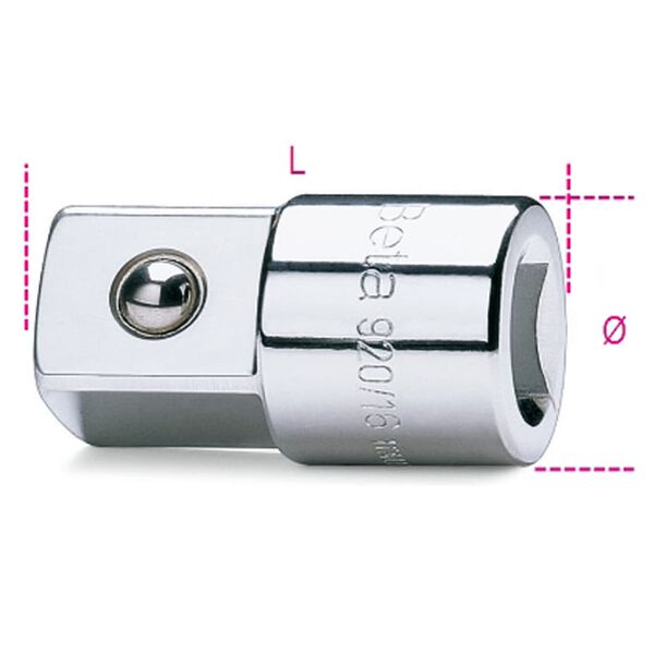 Beta Tools adapter 920/16 1/2" hun- og 3/4" han-bor