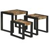 vidaXL Nesting Bord 3 stk. Brun og sort 50 x 40 x 45 cm