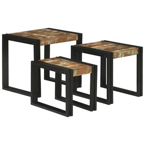 vidaXL Nesting Bord 3 stk. Brun og sort 50 x 40 x 45 cm