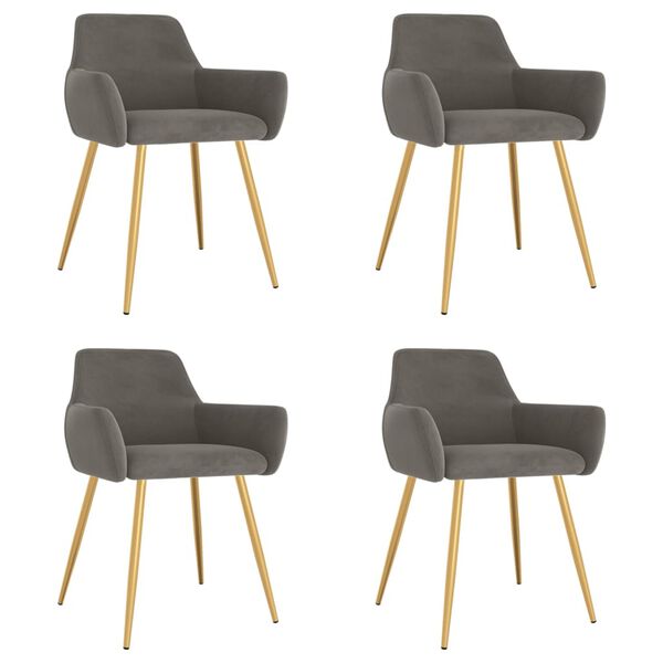 vidaXL spisebordsstole 4 stk. velour m&oslash;rkegr&aring;