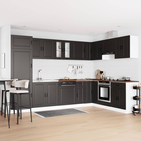 vidaXL Vaskeskabsbase med opbevaring Porto 2 pcs Sort Konstrueret tr&aelig;