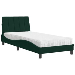 vidaXL seng med madras Hanko 80x200 cm velour m&oslash;rkegr&oslash;n