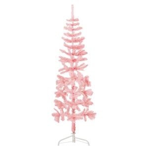 vidaXL kunstigt halvt juletr&aelig; med juletr&aelig;sfod 120 cm smalt pink