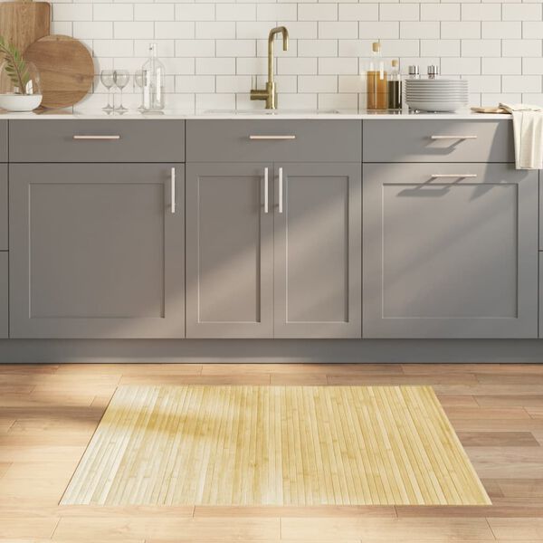 vidaXL gulvt&aelig;ppe 80x100 cm rektangul&aelig;r bambus lys naturfarvet