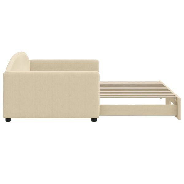 vidaXL daybed med udtr&aelig;k 100x200 cm stof cremefarvet