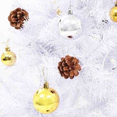 vidaXL kunstigt juletræ med lys og julekugler 180 cm hvid