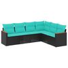 vidaXL havesofas&aelig;t med 6 hynder sort polyrattan