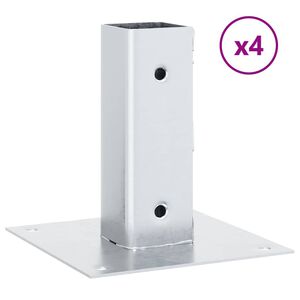 vidaXL stolpef&oslash;dder firkantet 4 stk. 46x46 mm galvaniseret st&aring;l