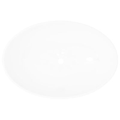 vidaXL keramisk luksushåndvask oval hvid 40 x 33 cm
