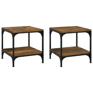 vidaXL sideborde 2 stk. 40x40x40 cm konstrueret tr&aelig; r&oslash;get egetr&aelig;sfarve