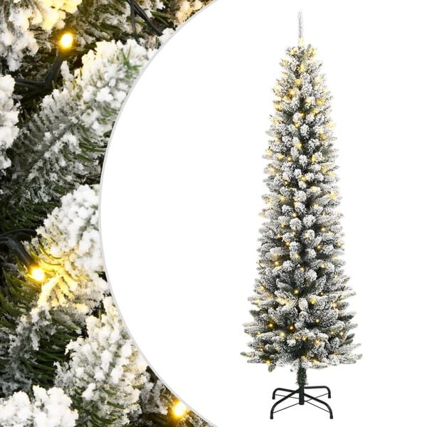vidaXL kunstigt juletræ med sne og 150 LED'er 150 cm