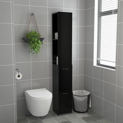 vidaXL badeværelsesskab 25x26,5x170 cm konstrueret træ sort