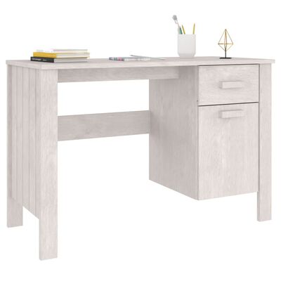 vidaXL skrivebord HAMAR 113x50x75 cm massivt fyrretræ hvid