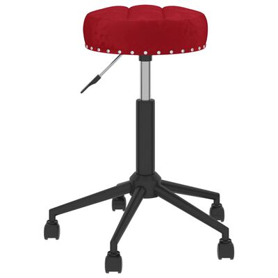 vidaXL arbejdsstol med hjul fløjl vinrød