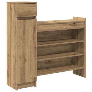 vidaXL Sko skab Artisan Egetr&aelig; 100,5 x 28 x 100 cm Konstrueret tr&aelig;
