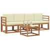 vidaXL Udend&oslash;rs sofagruppe 5 pcs Naturlig og Fl&oslash;de Massivt Akacietr&aelig;