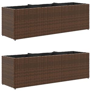 vidaXL plantekasser 2 stk. med 3 potter 105x30x32 cm polyrattan brun