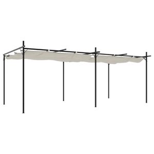 vidaXL pergola med sammenrulleligt tag 589x292x230 cm cremefarvet