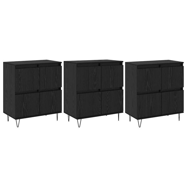 vidaXL Sideboards 3 pcs Sort eg 180 x 35 x 70 cm Konstrueret tr&aelig;