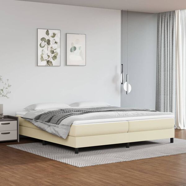 vidaXL Boxspring sengeramme 200x200 cm kunstl&aelig;der cremefarvet