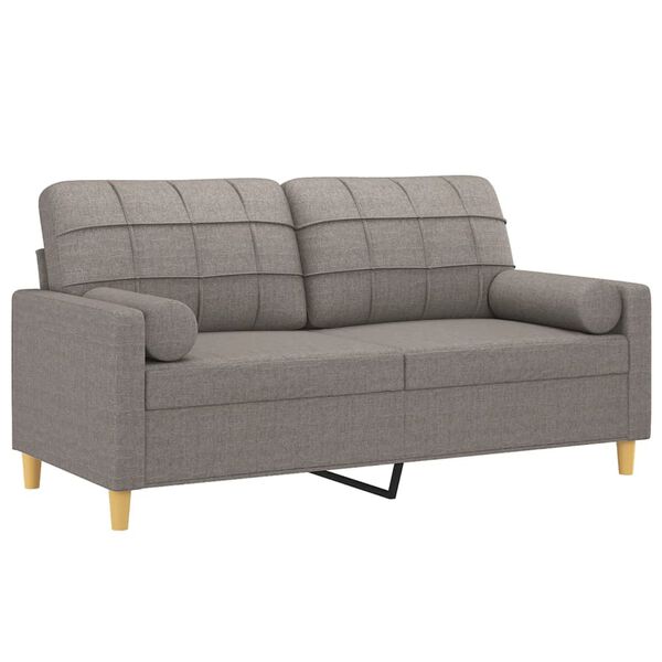 vidaXL 2-personers sofa med pyntepuder 140 cm stof gr&aring;brun