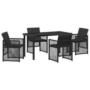 vidaXL Have Spisebordss&aelig;t 5 pcs Sort polyrattan