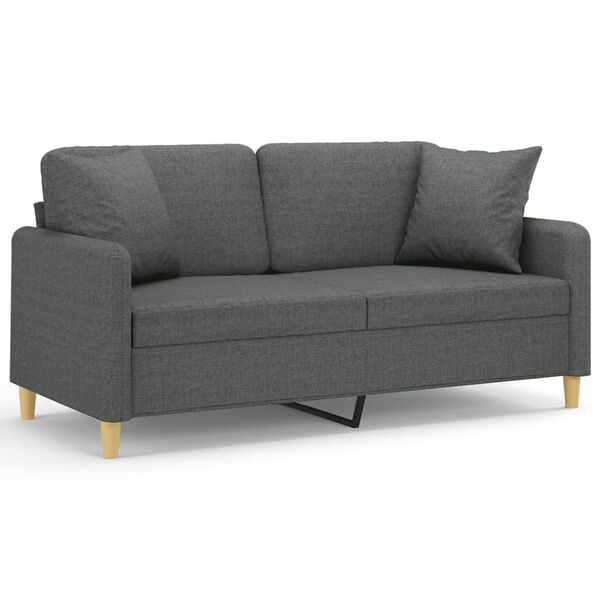 vidaXL 2-personers sofa med pyntepuder 140 cm stof m&oslash;rkegr&aring;
