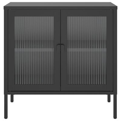 vidaXL skænk 70x35x70 cm glas og stål sort