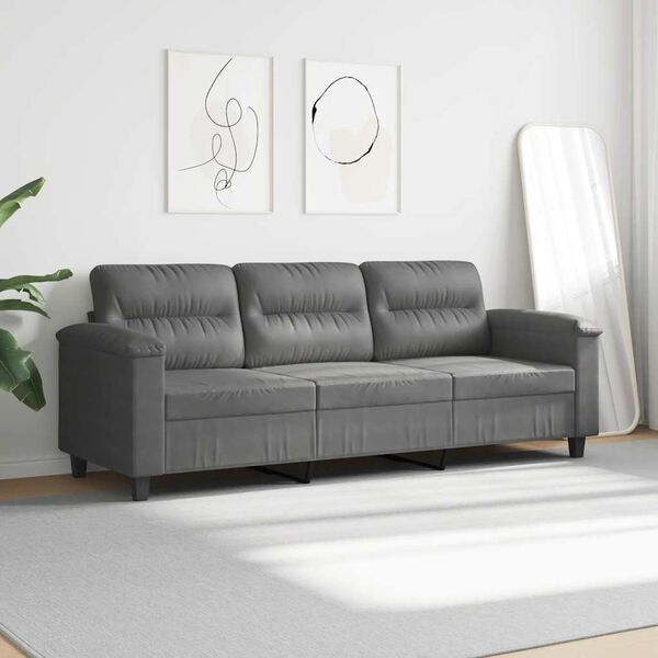 vidaXL 3-personers sofa 180 cm mikrofiberstof m&oslash;rkegr&aring;