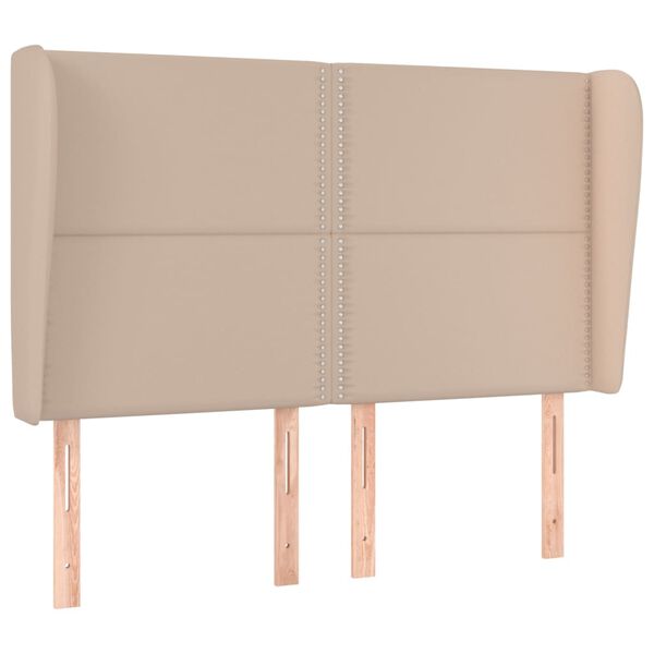 vidaXL sengegavl med kanter 147x23x118/128 cm kunstl&aelig;der cappuccino